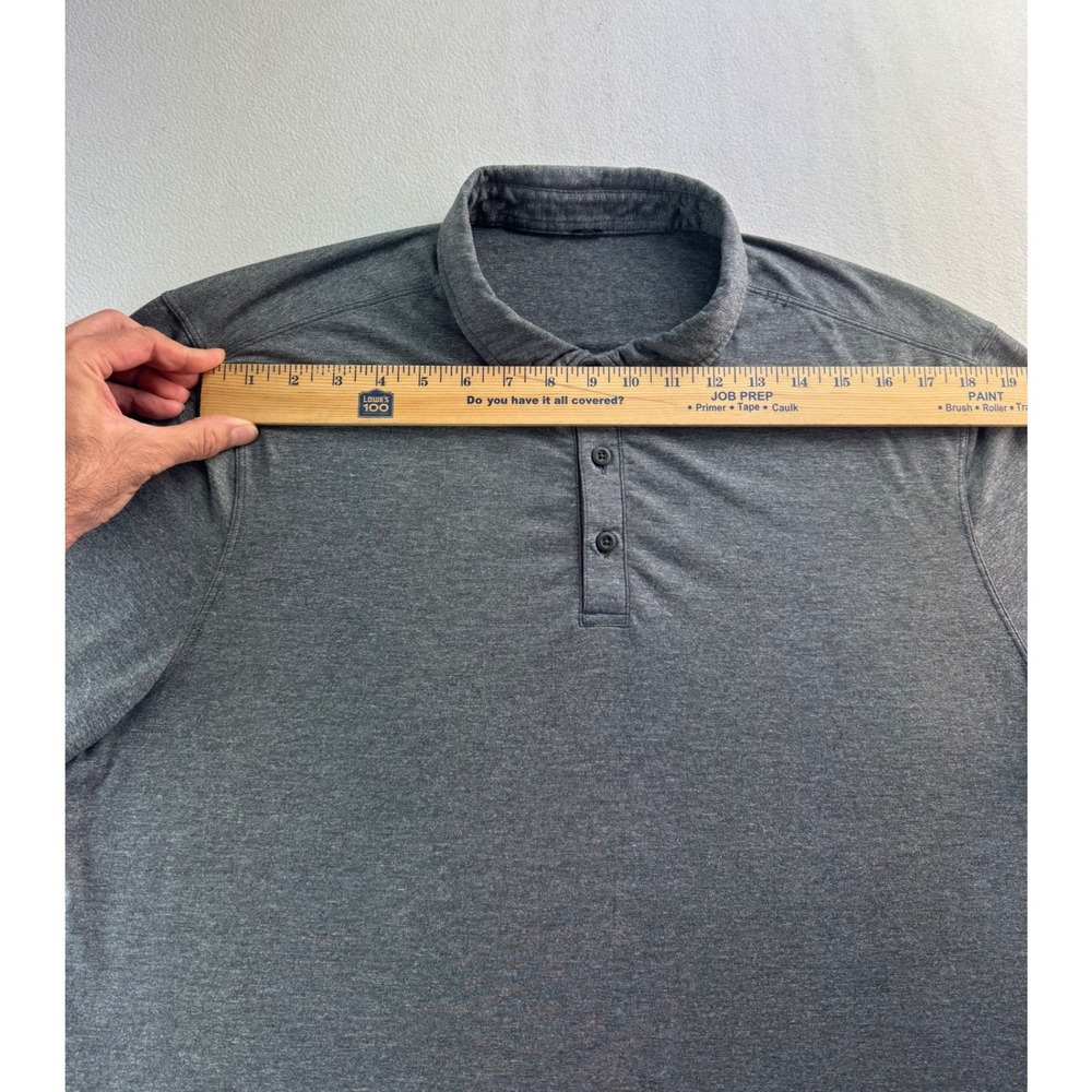 Lululemon Mens Grey Short Sleeve Polo Shirt Size XL Slim Modern Wicking‎ Light - Picture 7 of 16